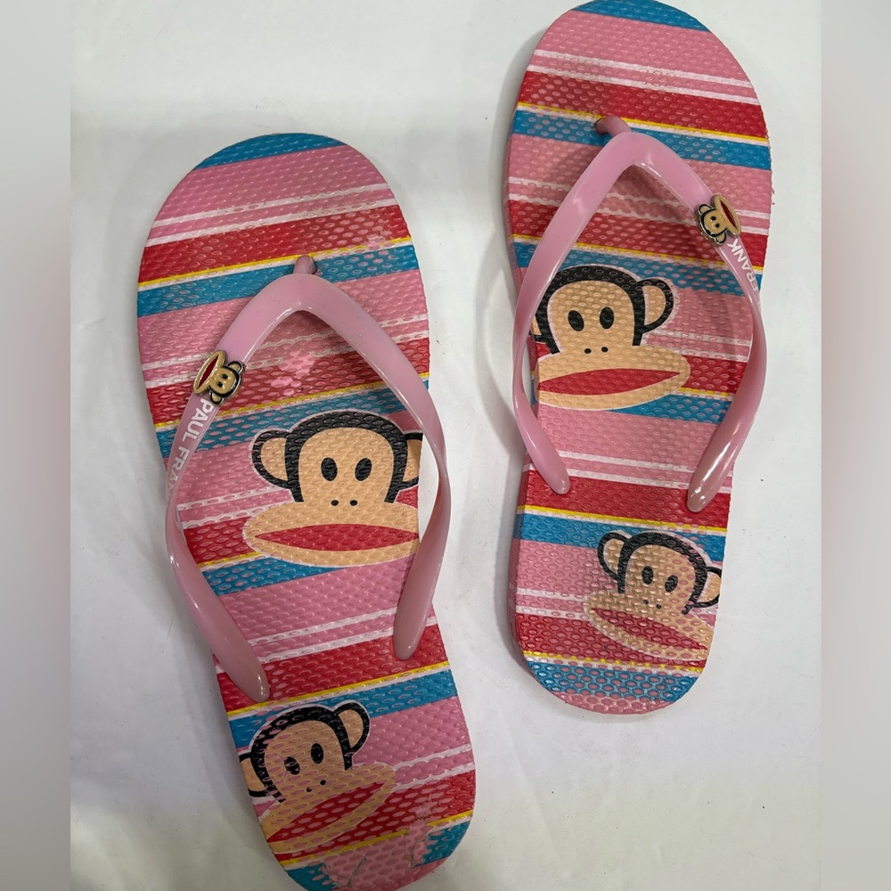 Paul Frank Vintage Flip Flops Women’s 7.5 Pink with Paul Frank Charm Accent